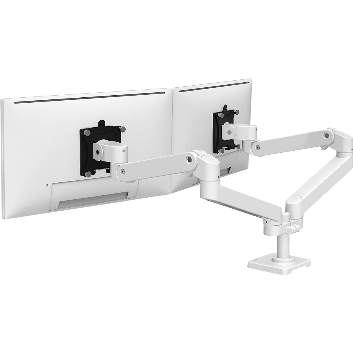 Monitorarm Ergotron LX Pro Dual, für 2 Displays nebeneinander, bis 27″, neig-/schwenk-/drehbar, höhenverstellbar, Tischhalterung, VESA, Metall, weiß
