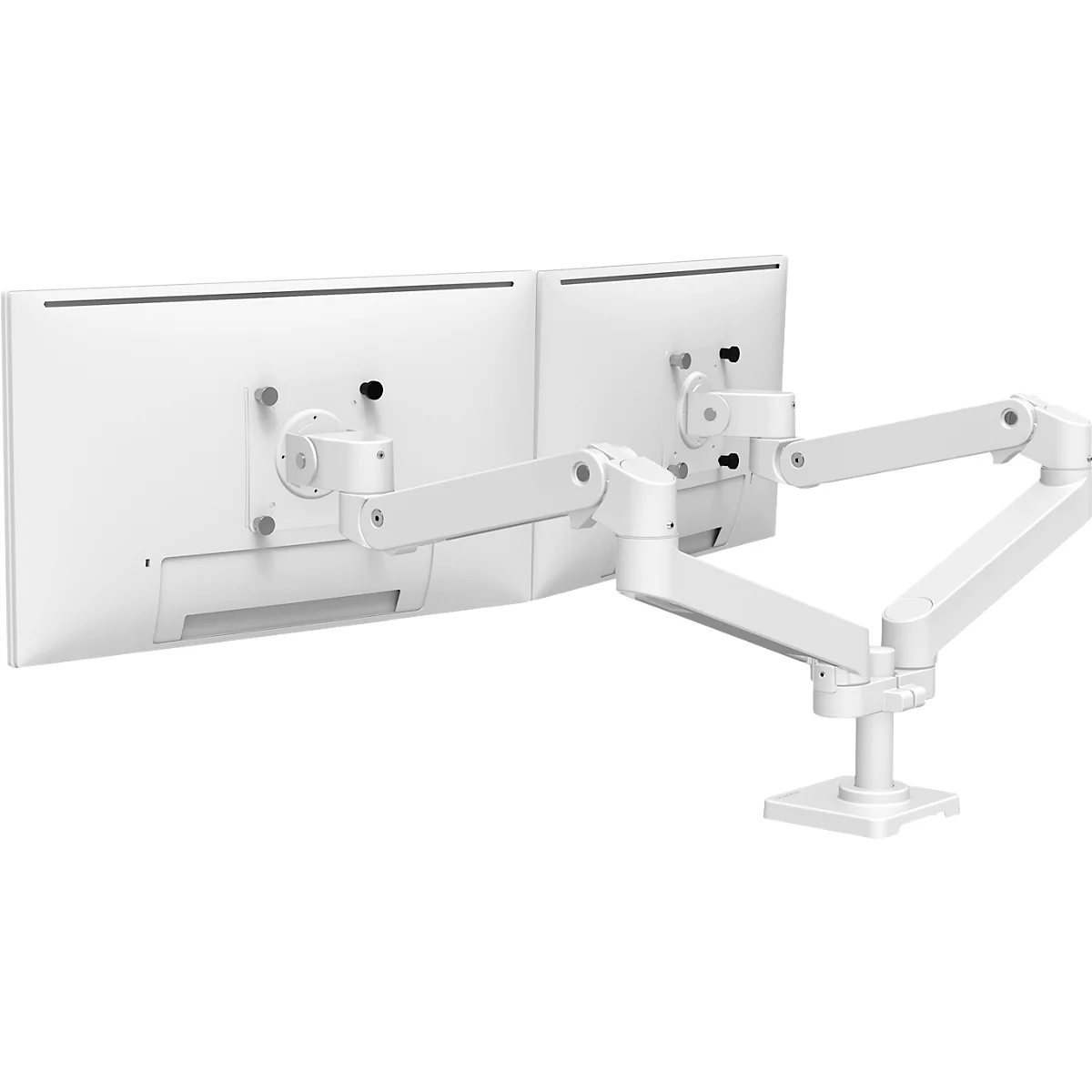 Monitorarm Ergotron LX Pro Dual, für 2 Displays nebeneinander, bis 27″, neig-/schwenk-/drehbar, höhenverstellbar, Tischhalterung, VESA, Metall, weiß