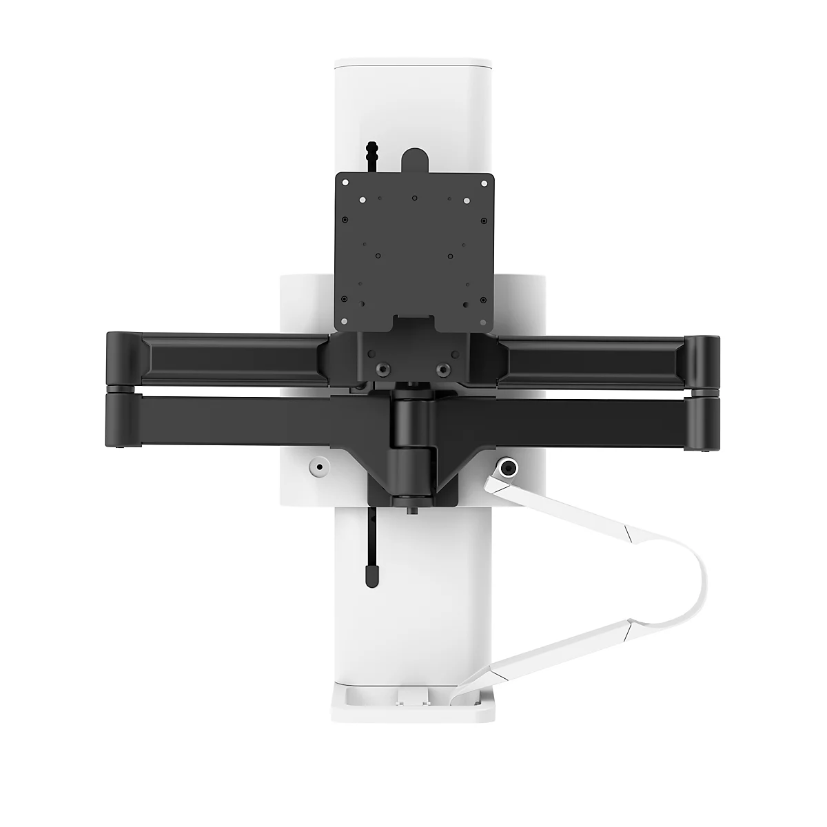 Monitorarm Ergotron TRACE, voor 1 beeldscherm tot 38″ &amp; tot 9,8 kg, in hoogte/diepte verstelbaar, draaibaar/draai/kantelbaar, met tafelklem, wit