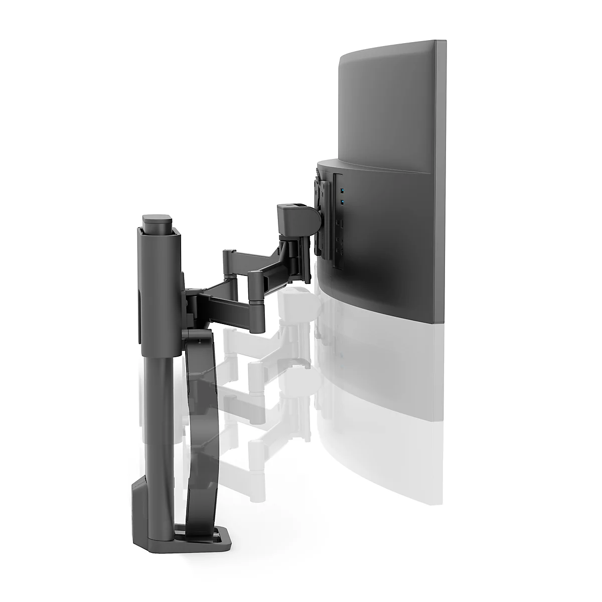 Monitorarm Ergotron TRACE, voor 1 beeldscherm tot 38″ &amp; tot 9,8 kg, in hoogte/diepte verstelbaar, draaibaar/draai/kantelbaar, met tafelklem, zwart
