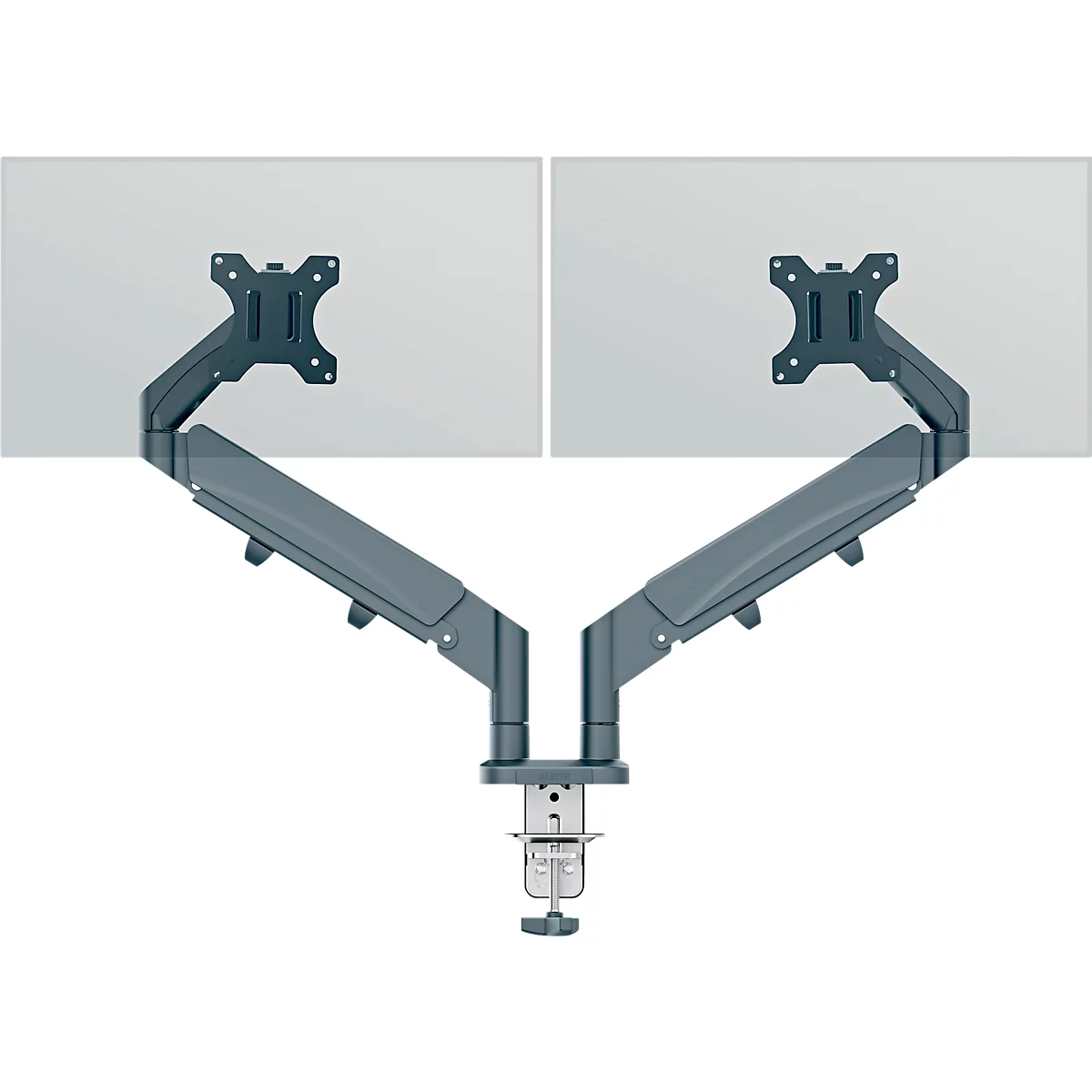 Monitorarm Leitz Ergo Dual, für 2 Displays bis 32' & bis 9 kg, dreh- und neigbar, höhenverstellbar, Kabelführung, VESA, dunkelgrau