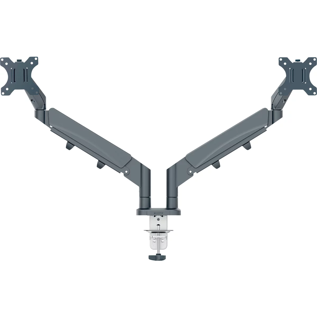 Monitorarm Leitz Ergo Dual, für 2 Displays bis 32' & bis 9 kg, dreh- und neigbar, höhenverstellbar, Kabelführung, VESA, dunkelgrau