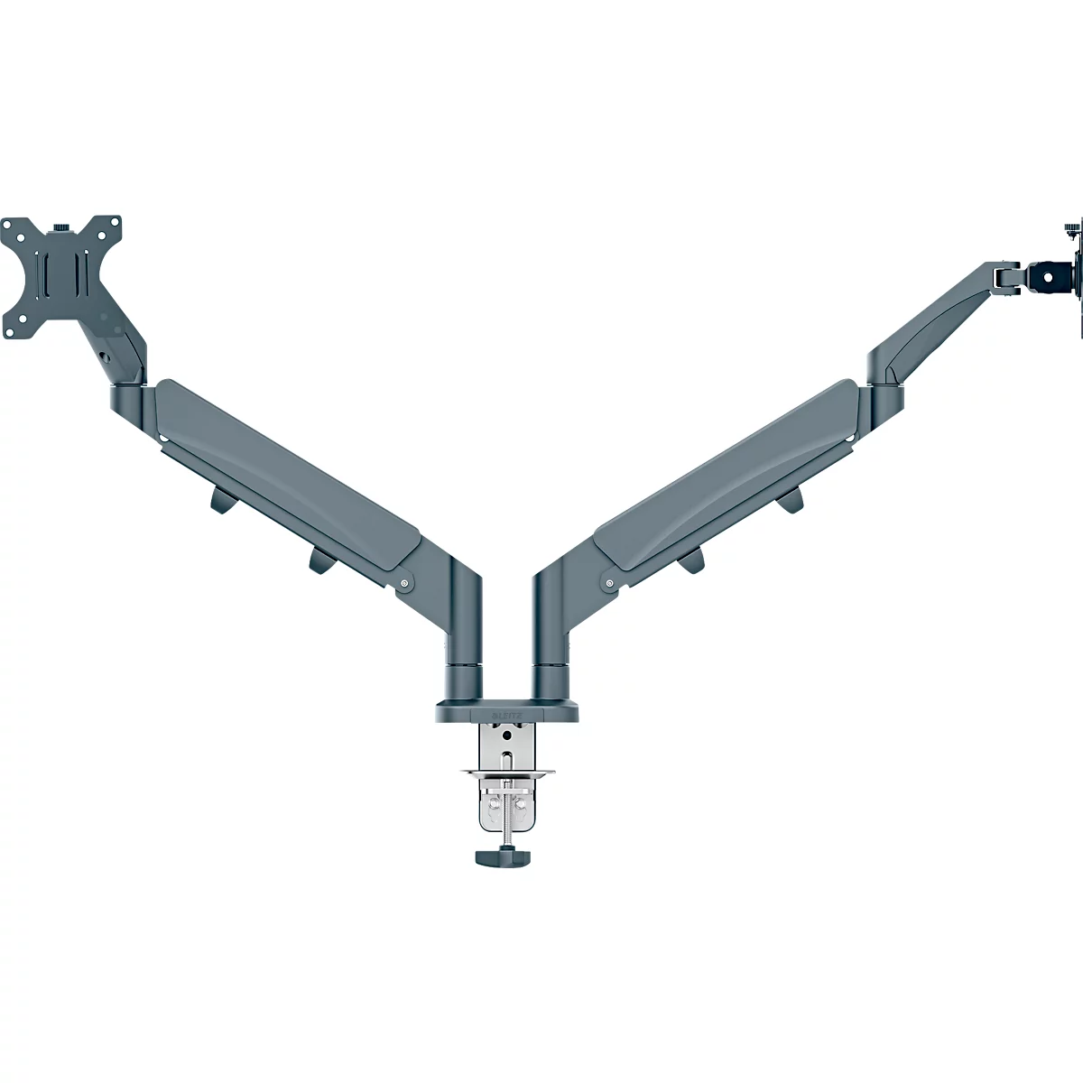 Monitorarm Leitz Ergo Dual, für 2 Displays bis 32' & bis 9 kg, dreh- und neigbar, höhenverstellbar, Kabelführung, VESA, dunkelgrau