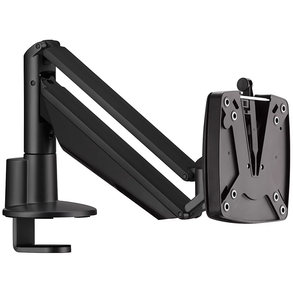 Monitorarm Novus CLU I C, voor 1 monitor tot 7 kg, met tafelbevestiging, kantel/zwenk/in hoogte verstelbaar, zwart