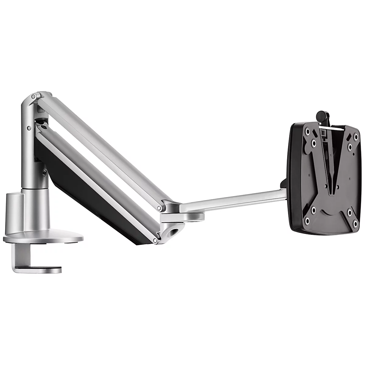 Monitorarm Novus CLU III C, voor 1 monitor tot 7 kg, met tafelbevestiging, kantel/zwenk/in hoogte verstelbaar, zilver/antraciet