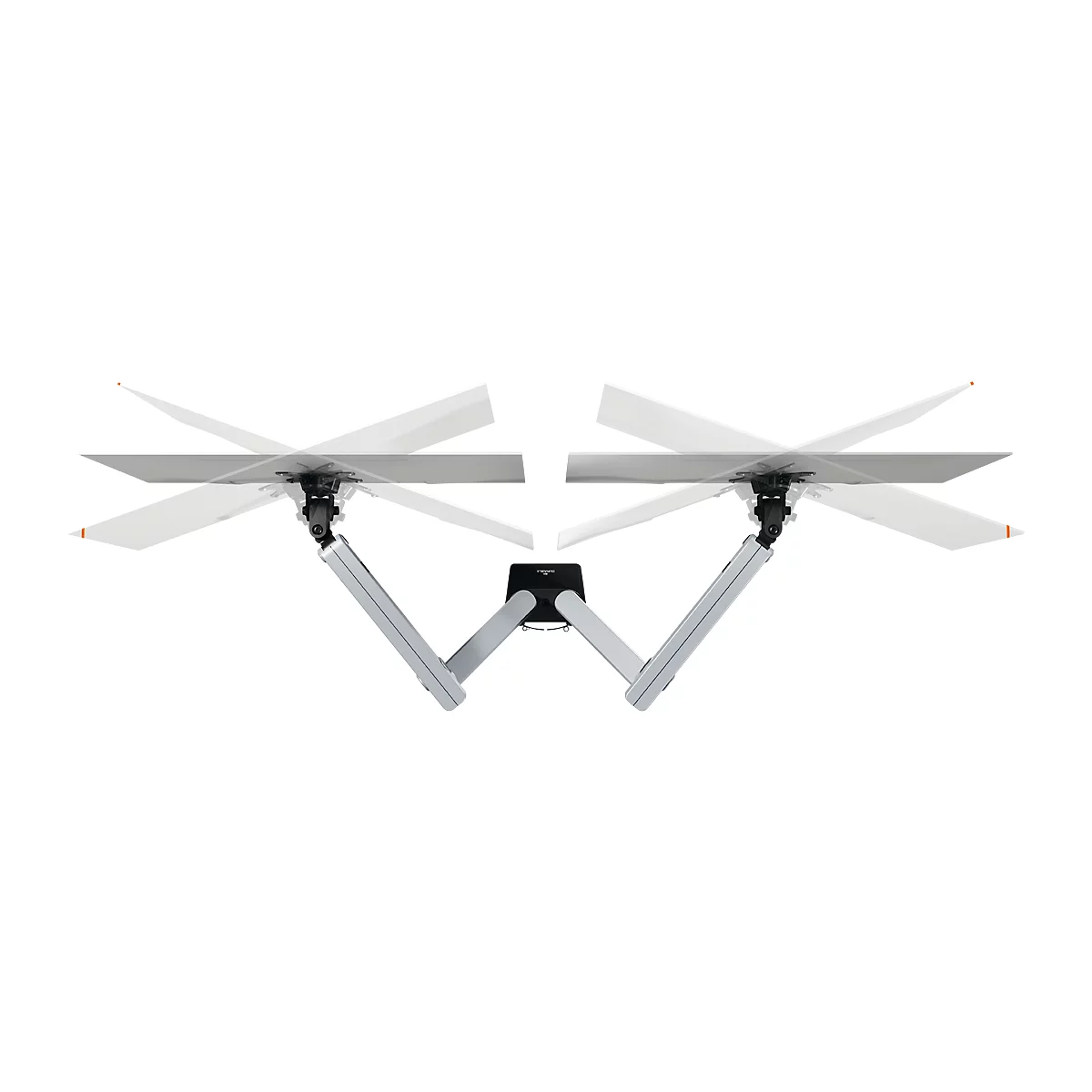 Monitorhalter Durable Select Plus, für 2 Monitore bis 32', mit Tischbefestigung, dreh-/schwenk-/höhenverstellbar, VESA-kompatibel, silber