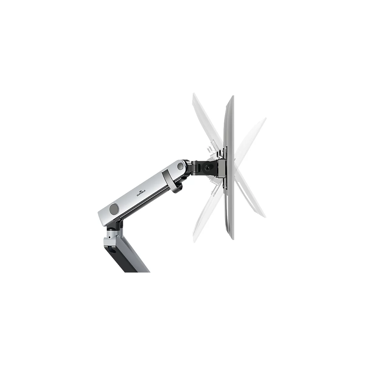 Monitorhalter Durable Select Plus, für 2 Monitore bis 32', mit Tischbefestigung, dreh-/schwenk-/höhenverstellbar, VESA-kompatibel, silber