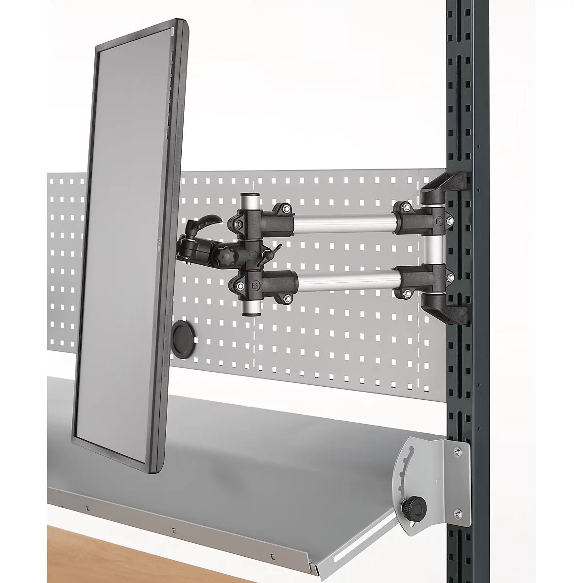 Monitorhalter für AST31 Tischaufbau, um 360° drehbar, neigbar, schwenkbar, VESA, Kunststoff/Aluminium, schwarz-silber