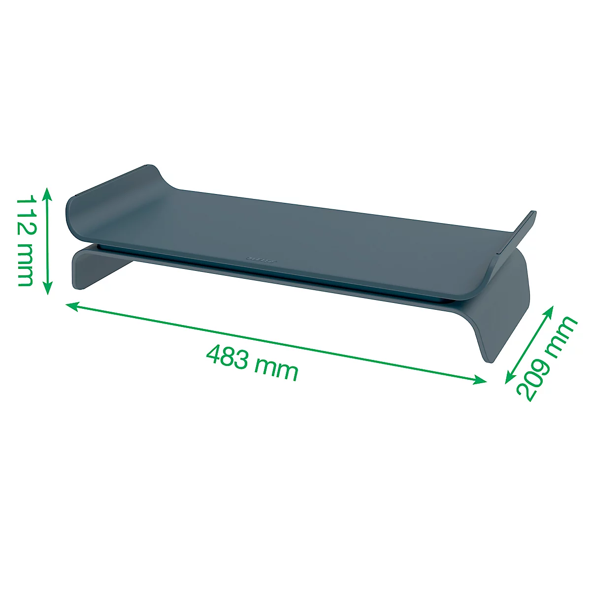 Monitorständer Leitz® Ergo, für 1 Display bis 27", höhenverstellbar, mit Stauraum für Tastatur, B 209 x T 438 x H 112 mm, samtgrau