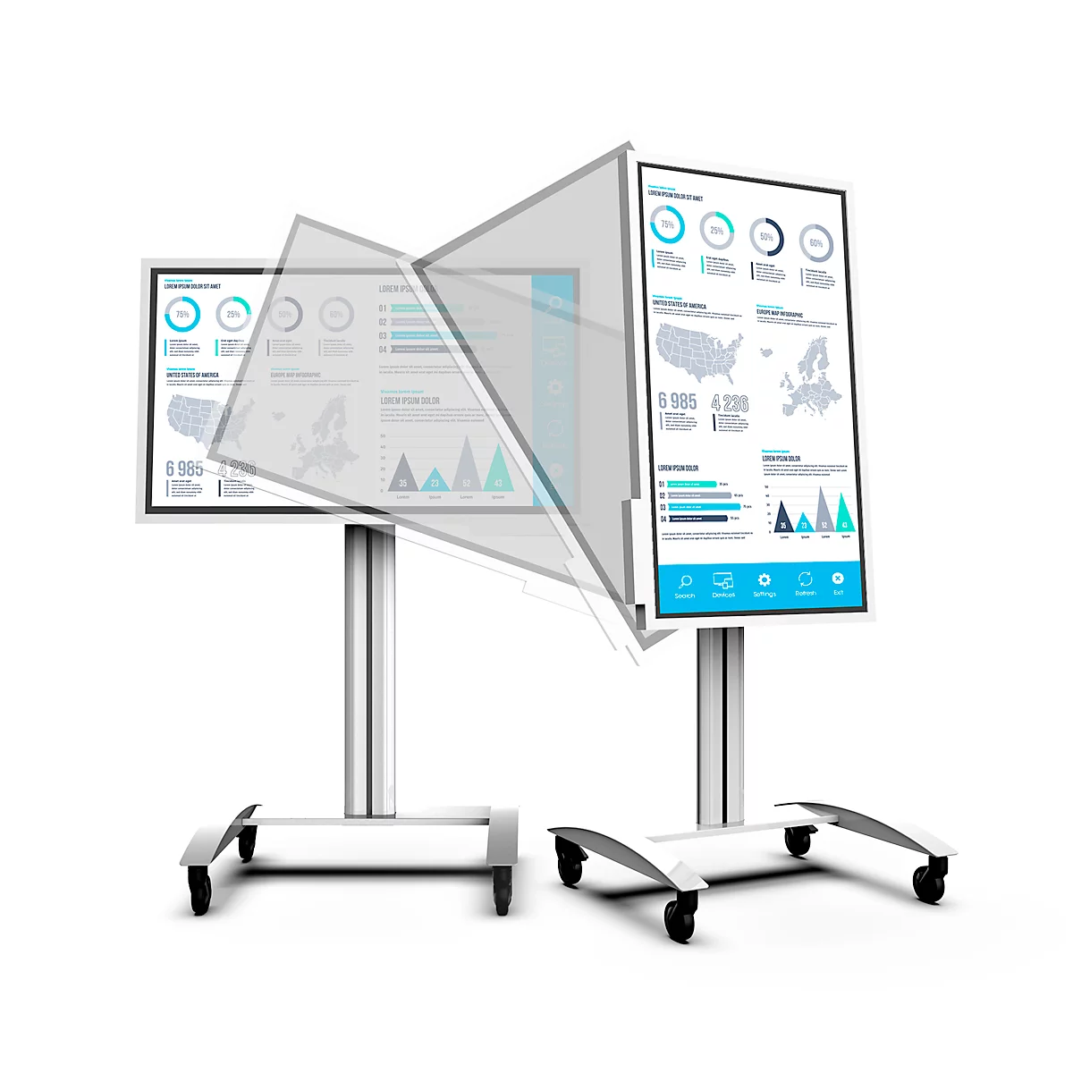 Monitorständer Peerless-AV SR560-FLIP2, mobil, für 1 digitales Flipchart Samsung FLIP2 mit 55 oder 65″, Rotationsfunktion, höhenverstell-/dreh-/neigbar