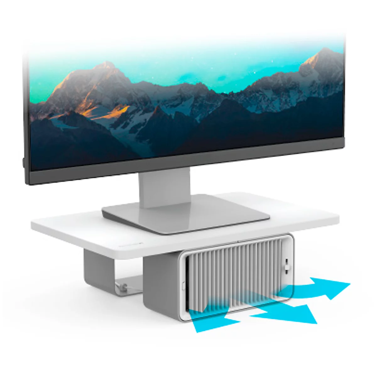 Monitorstandaard Kensington CoolView, met afneembare ventilator, voor monitoren tot 27 inch.