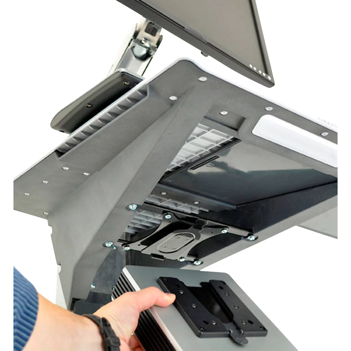Monitorwagen Ergotron Neo-Flex 24-206-214, mit Schwenkarm, bis 5,5 kg, bis 27', höhenverstellbar, neig- & schwenkbar, VESA, grau