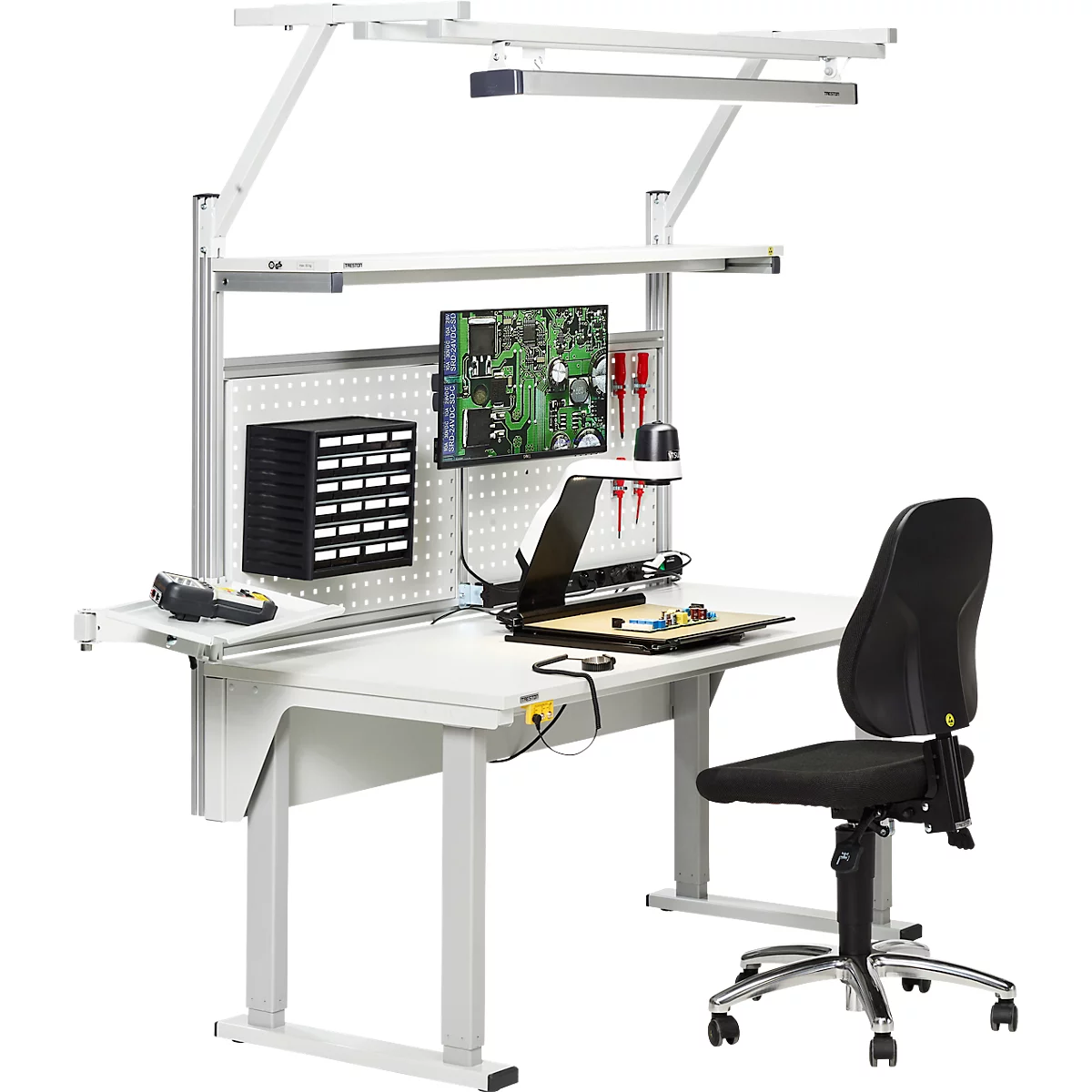 Montageprofiel voor Treston QuatreX, ESD-geleidend, B 1489 x D 55 x H 1200, lichtgrijs RAL 7035