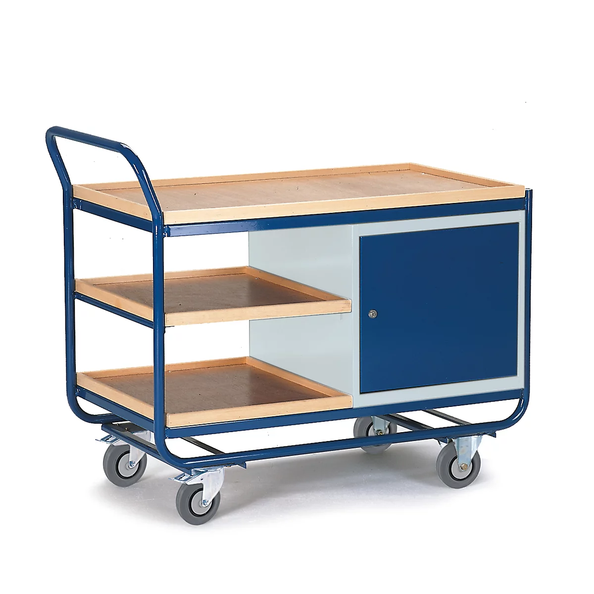 Montagewagen met 3 etages en stalen kast, met rem