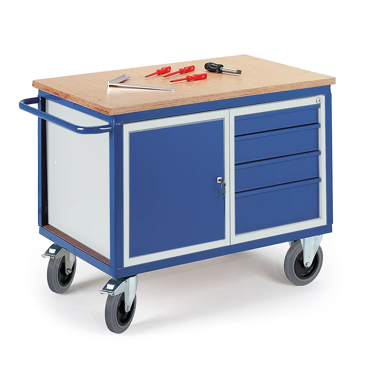 Montagewagen met kast en schuifladen