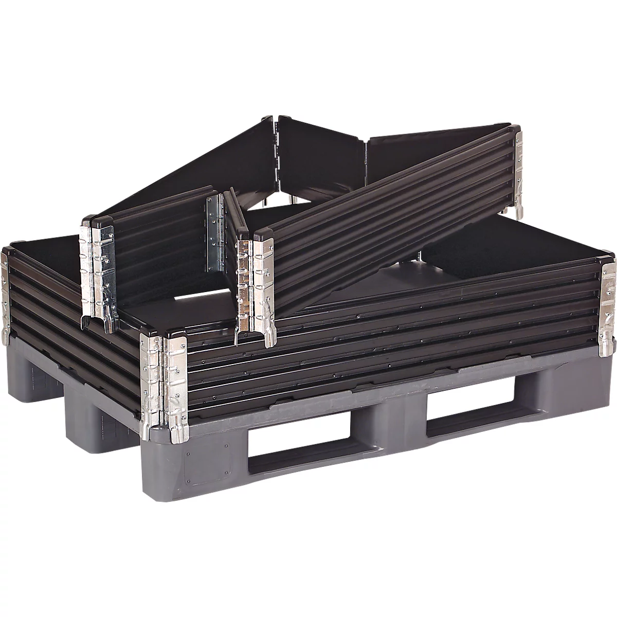 Montant d’extension pour palettes, 4 charnières, 4 p., 1000 x 1200 x 200 mm
