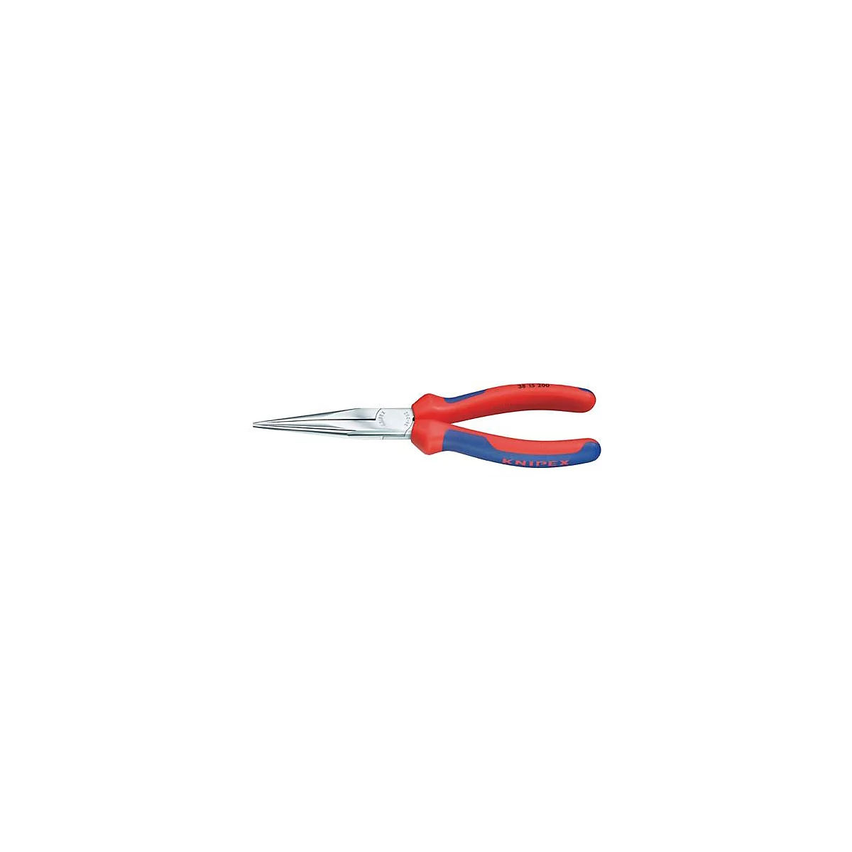 Knipex punttang met rood-blauwe handgrepen.
