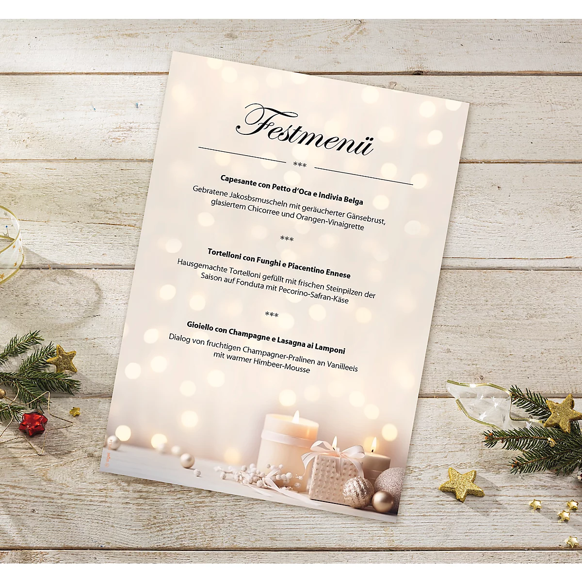 Motivpapier Sigel Golden Glow, A4, Kerzen-Motiv, für Drucker/Kopierer geeignet, FSC®-Papier, beige-chamois-creme-gold, 100 Blatt