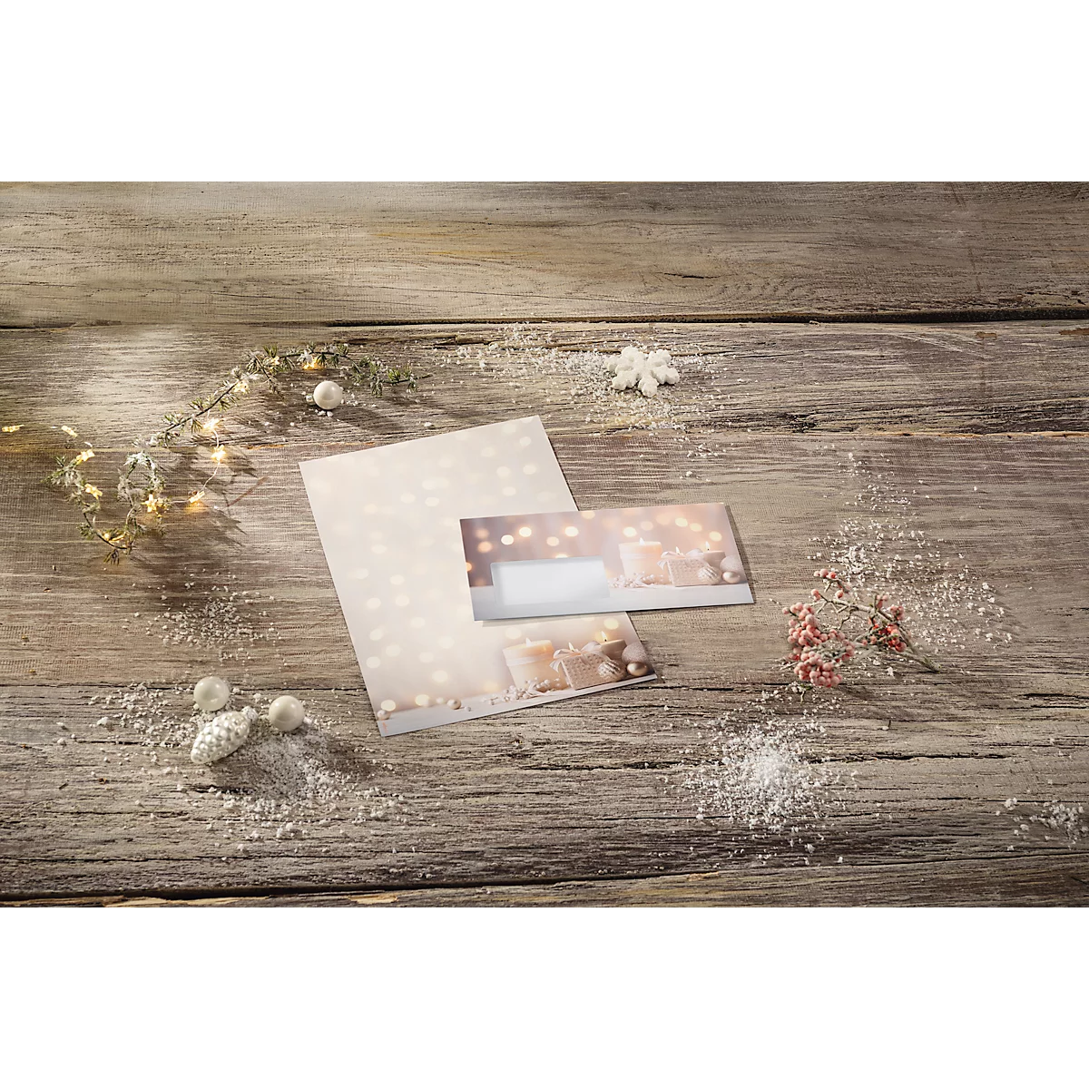 Motivpapier Sigel Golden Glow, A4, Kerzen-Motiv, für Drucker/Kopierer geeignet, FSC®-Papier, beige-chamois-creme-gold, 100 Blatt
