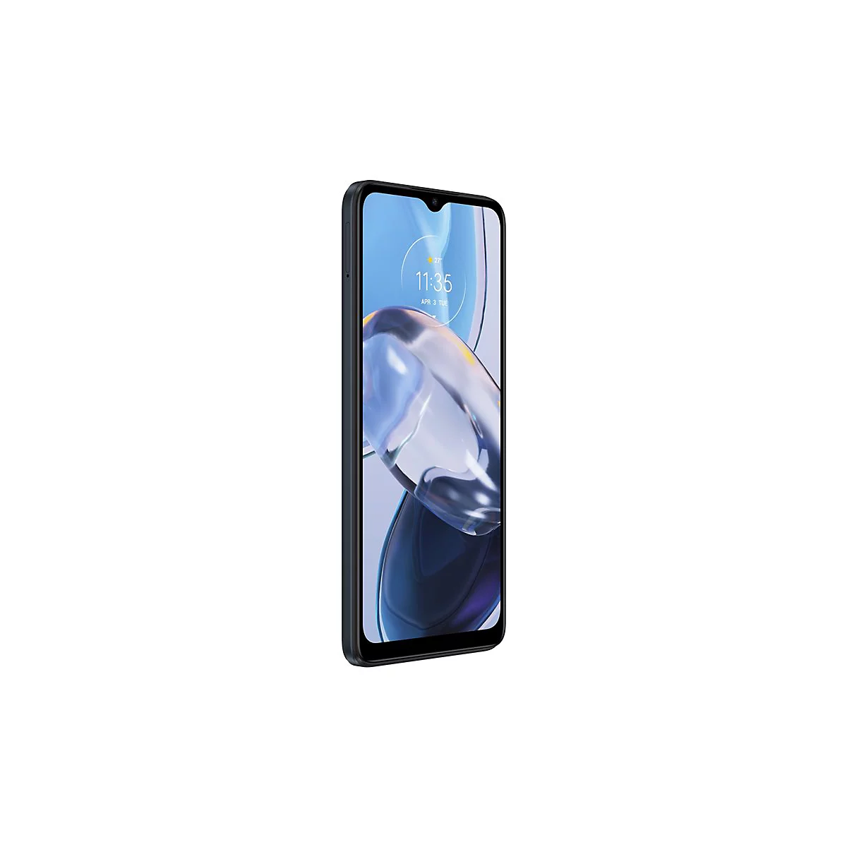 Smartphone im Profil, schwarzer Rahmen, Display mit App-Ansicht. Uhrzeit 11:36 Uhr.