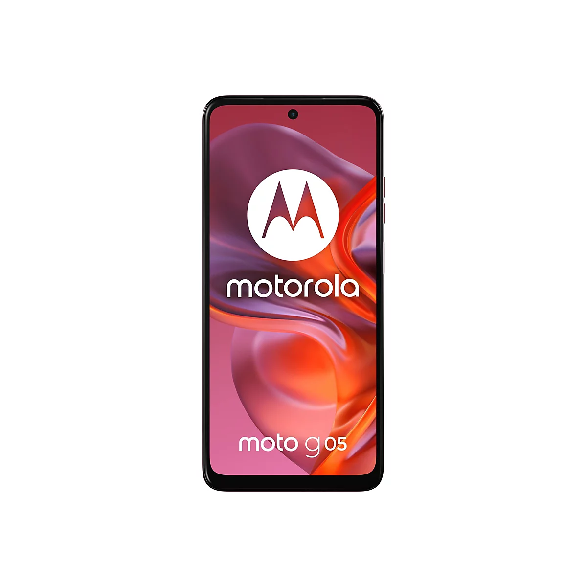 Smartphone Moto G05. Auf dem Display das Motorola-Logo und Schriftzug, sowie der Produktname.