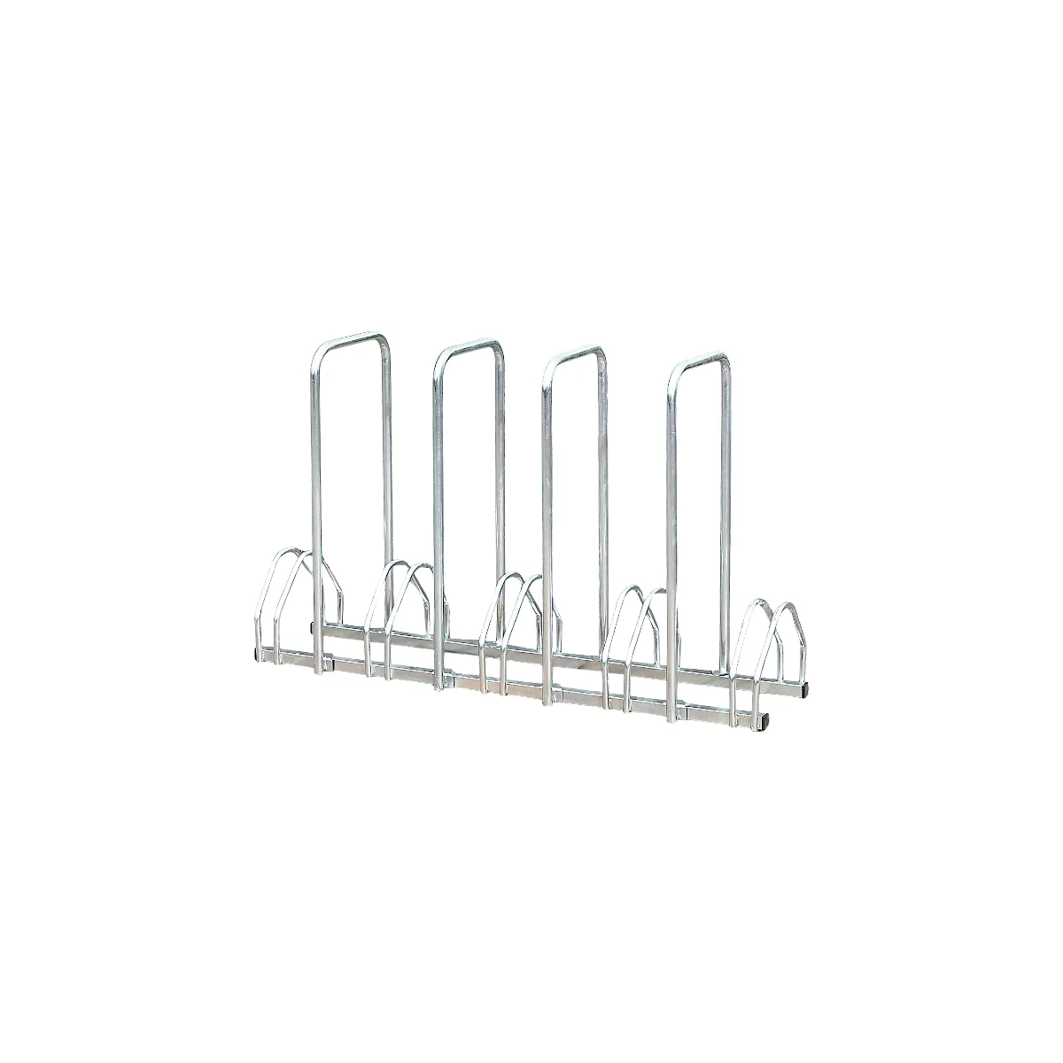 Mottez B131AR, 2-zijdig, voor banden met B 35-55 mm, met diefstalbeveiliging, 4 beugels, voor maximaal 5 fietsen, B 1320 x D 330 x H 830 mm, stalen buis, zilver