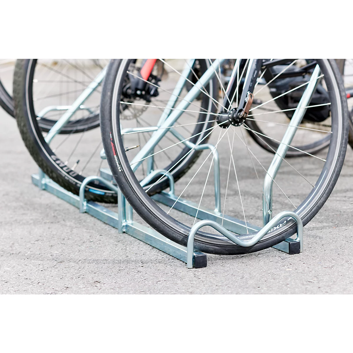 Mottez fietsenrek voor 2 fietsen, uitbreidingsmodule, gegalvaniseerd staal, beugel met rubber, B 760 x D 670 x H 740 mm