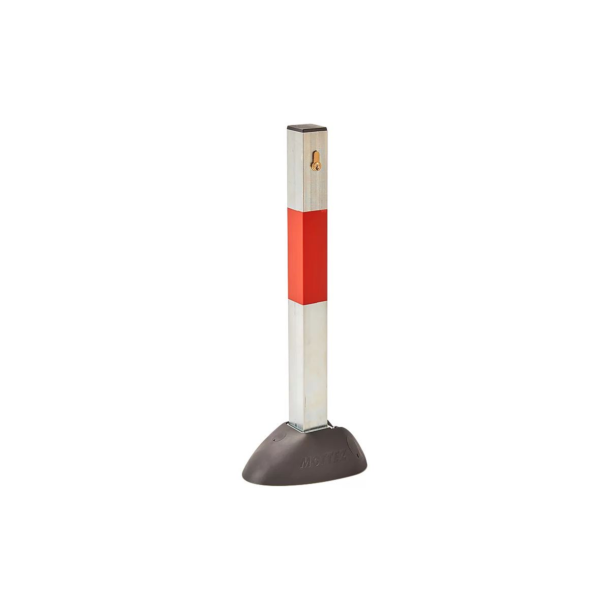 Mottez parkeerpaal, met voet, B 50 x H 600 mm, Europees cilinderslot, roestvast verzinkte stalen buis en voet van staal en polyamide