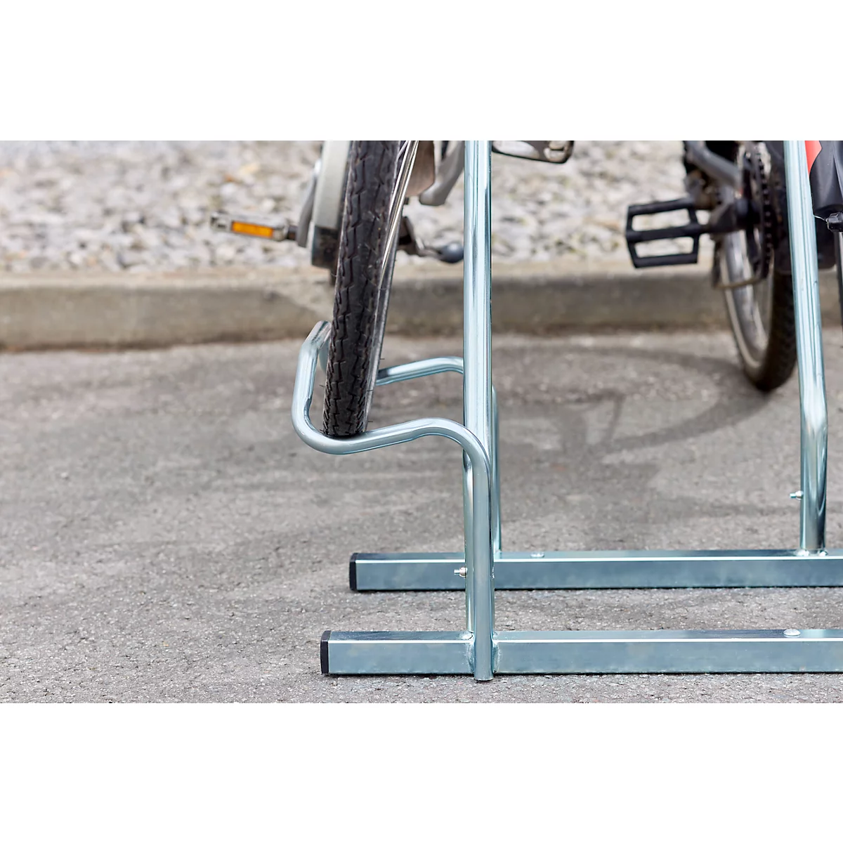 Mottez Support pour 2 vélos, module de rallonge, acier galvanisé, arceau avec caoutchouc, L 760 x P 670 x H 740 mm