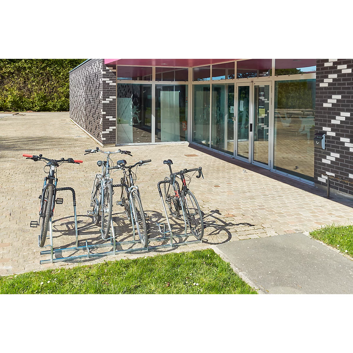 Mottez Support pour 2 vélos, module de rallonge, acier galvanisé, arceau avec caoutchouc, L 760 x P 670 x H 740 mm