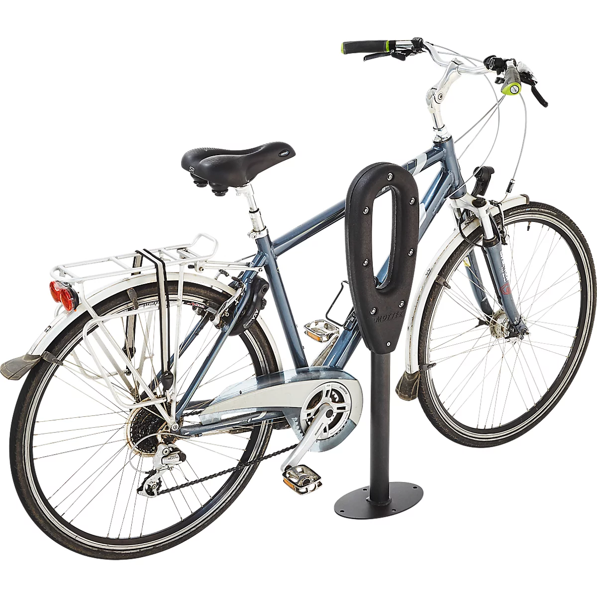 MOTTEZ support vélo avec anneau en caoutchouc, L 260 × l 160 × H 800 mm, pour 2 vélos, anneau en caoutchouc, anthracite