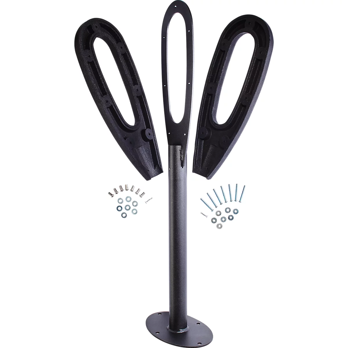 MOTTEZ support vélo avec anneau en caoutchouc, L 260 × l 160 × H 800 mm, pour 2 vélos, anneau en caoutchouc, anthracite