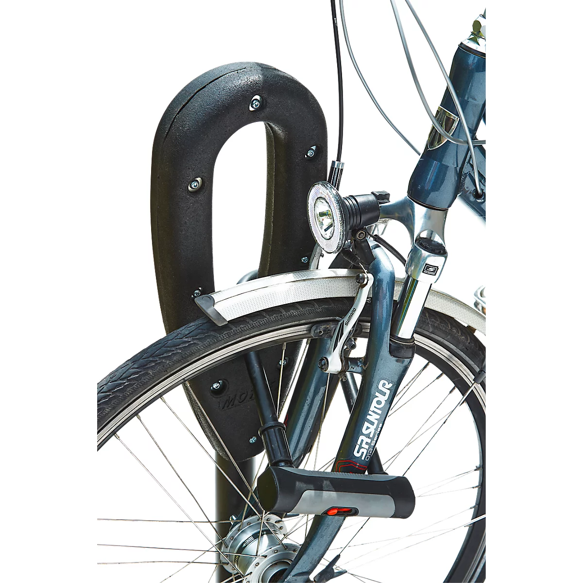 MOTTEZ support vélo avec anneau en caoutchouc, L 260 × l 160 × H 800 mm, pour 2 vélos, anneau en caoutchouc, anthracite