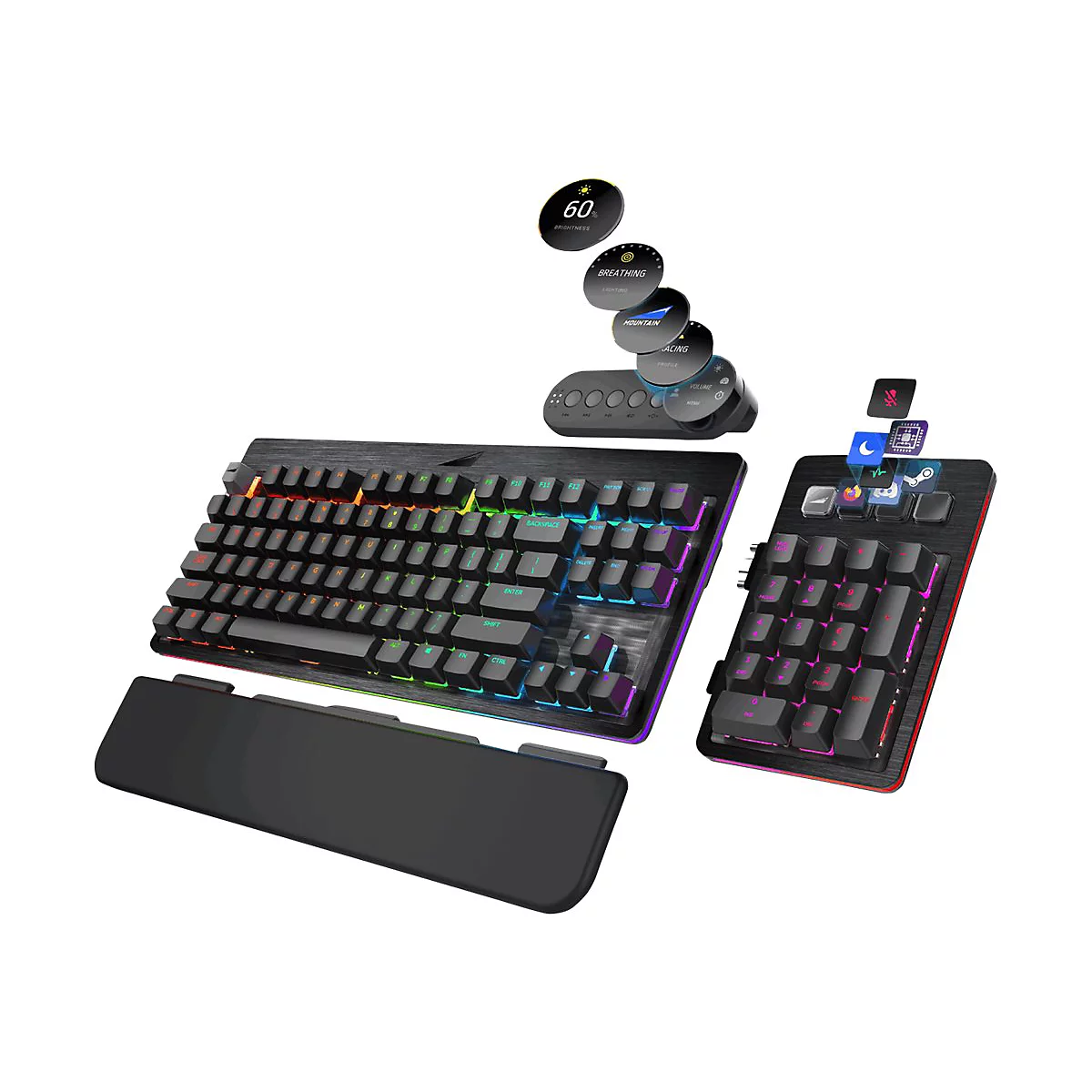 Mountain Everest Max - Tastatur - mit Mediendock - Hintergrundbeleuchtung - USB-C - QWERTZ