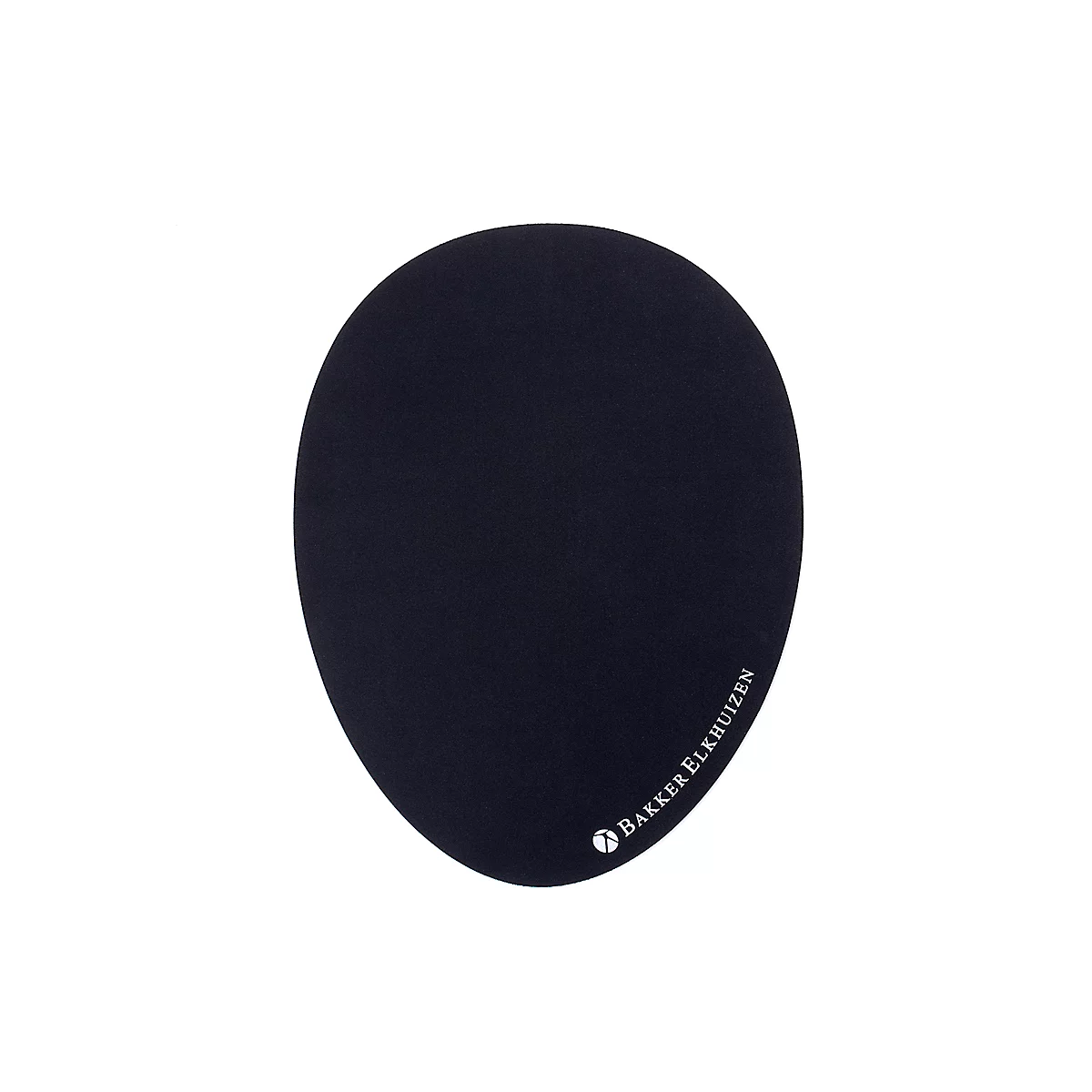 Black, oval mousepad. "Bakker Elkhuizen" is written on the edge.