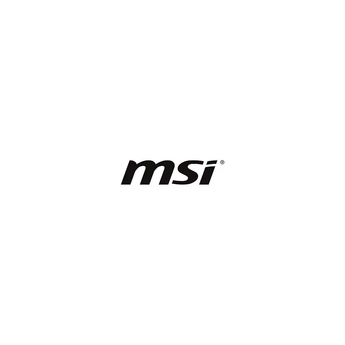 Schwarzes MSI-Logo in kursiver Schrift auf weißem Hintergrund.
