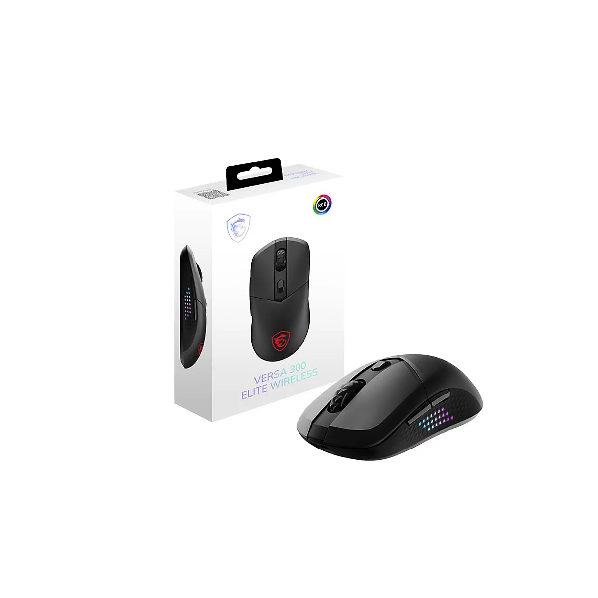 MSI VERSA 300 ELITE - Maus - ergonomisch - optisch - 6 Tasten - kabellos, kabelgebunden
