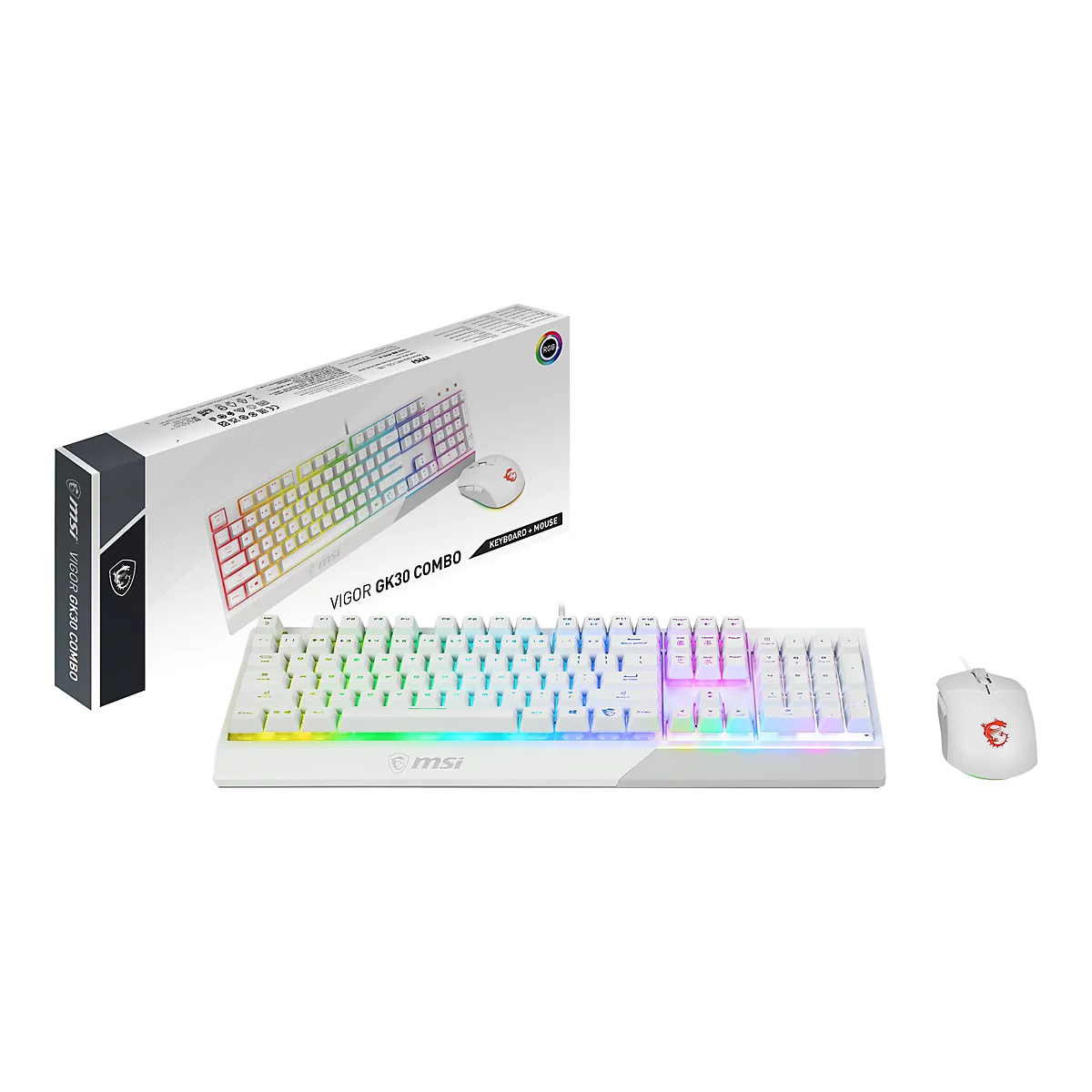MSI Vigor GK30 combo - Tastatur-und-Maus-Set - hintergrundbeleuchtet - USB - Deutsch - weiß