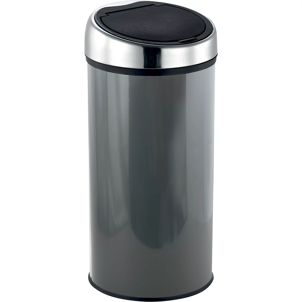MSV Abfalleimer Touch, Soft-Close, Edelstahl, bis zu 30 Liter, B 310 x H 650 x T 310 mm, dunkelgrau
