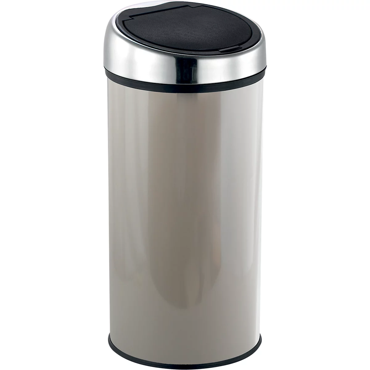 MSV Abfalleimer Touch, Soft-Close, Edelstahl, bis zu 30 Liter, B 310 x H 650 x T 310 mm, taupe