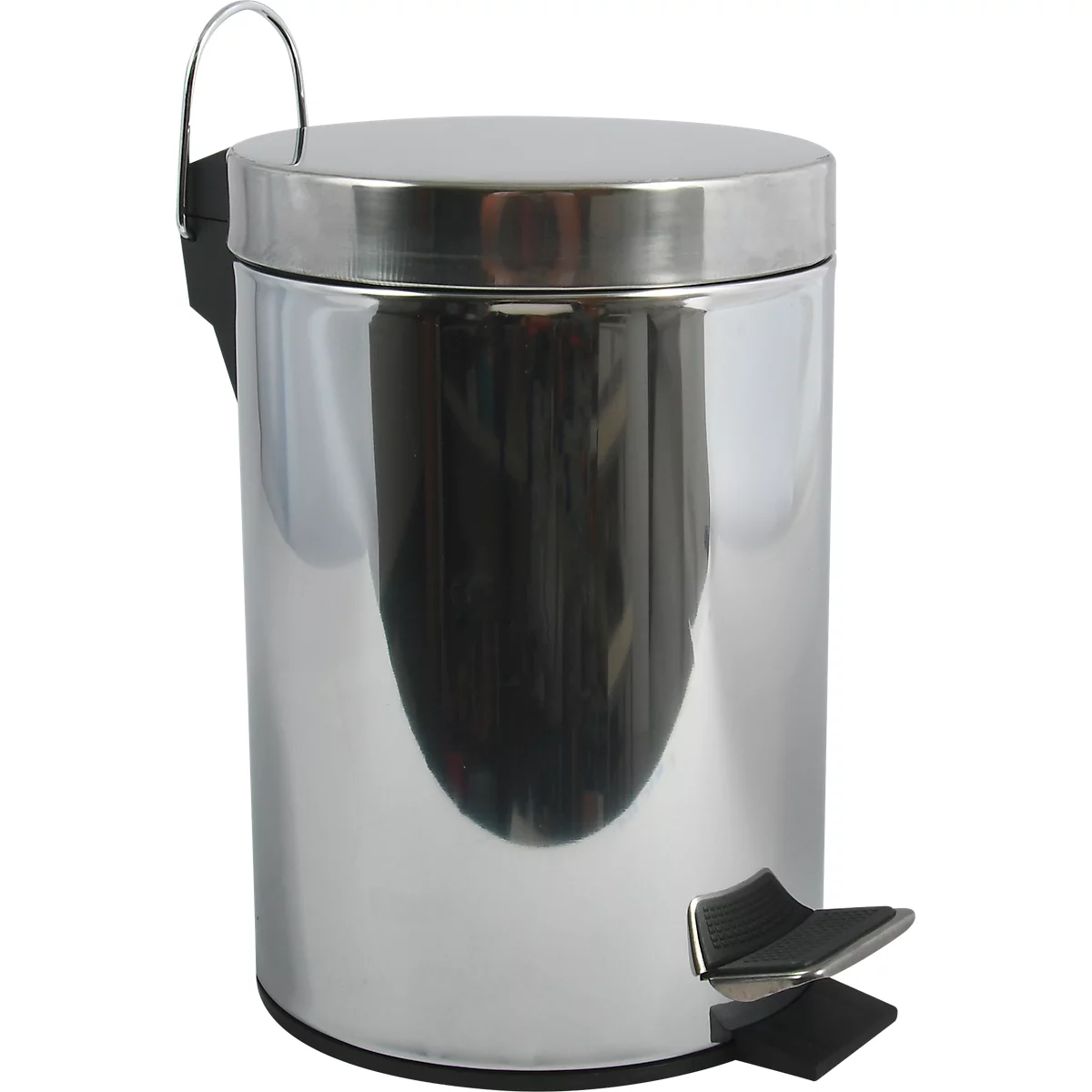 MSV Edelstahl-Treteimer mit Deckel, 12 Liter, Tretmechanismus, L 240 x B 240 x H 375 mm, silber