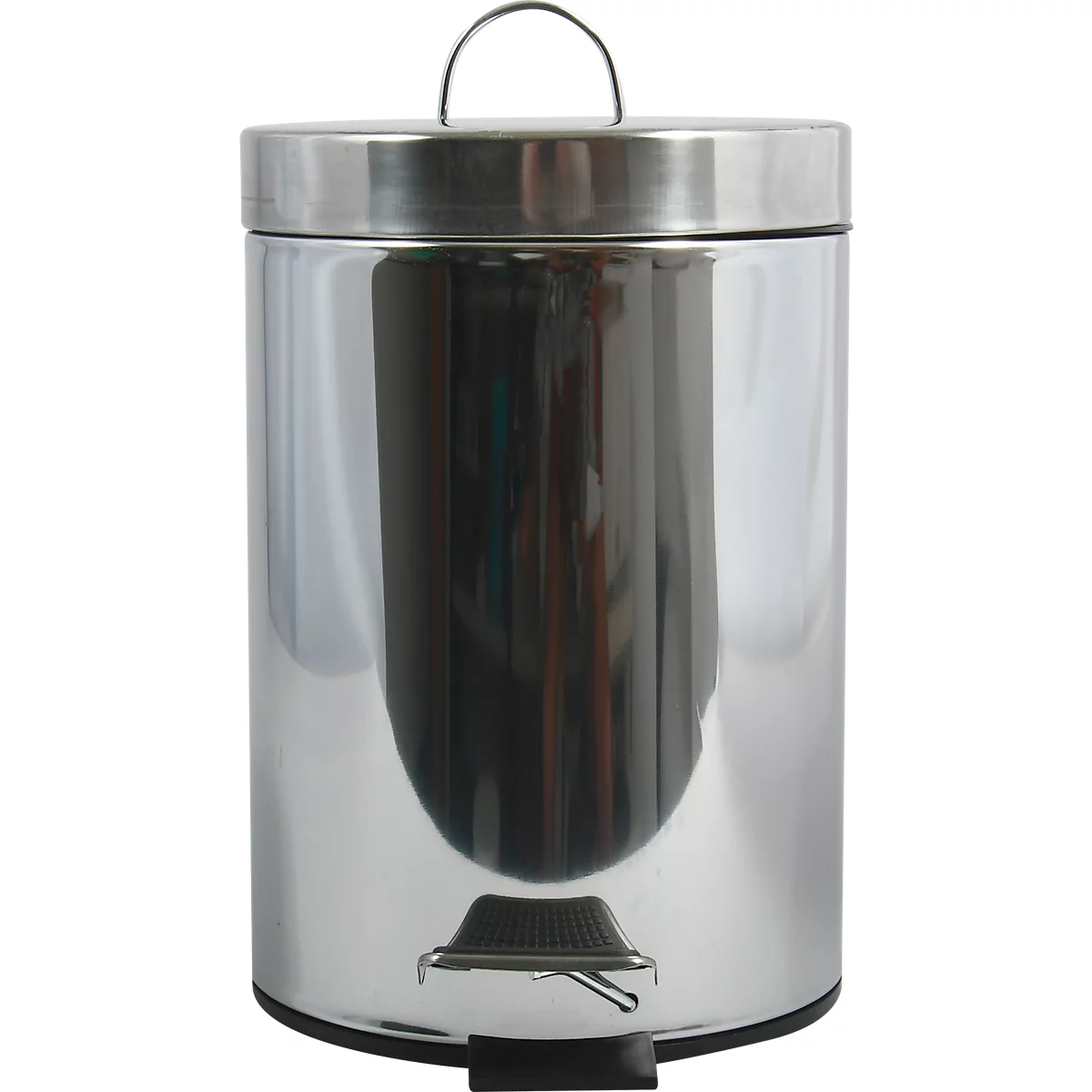 MSV Edelstahl-Treteimer mit Deckel, 12 Liter, Tretmechanismus, L 240 x B 240 x H 375 mm, silber
