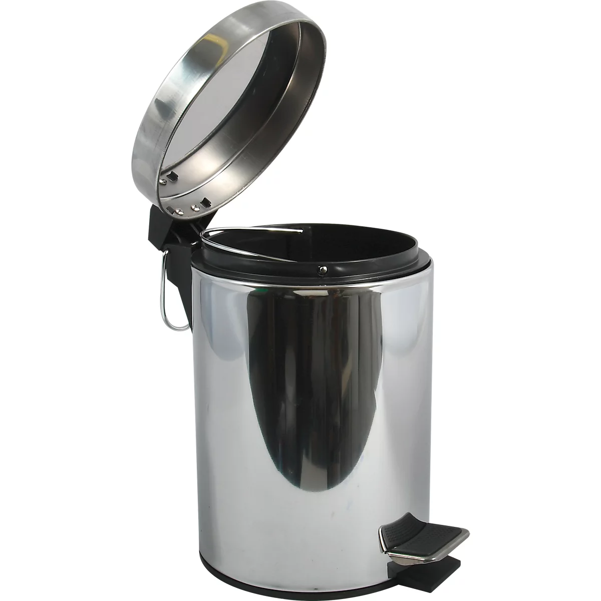 MSV Edelstahl-Treteimer mit Deckel, 12 Liter, Tretmechanismus, L 240 x B 240 x H 375 mm, silber
