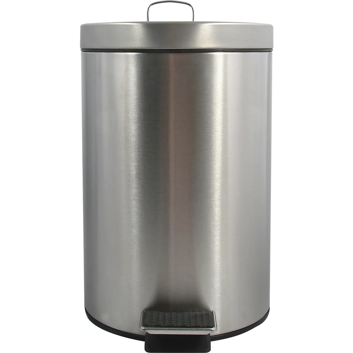 MSV Edelstahl-Treteimer mit Deckel, 12 Liter, Tretmechanismus, L 250 x H 390 mm, silber