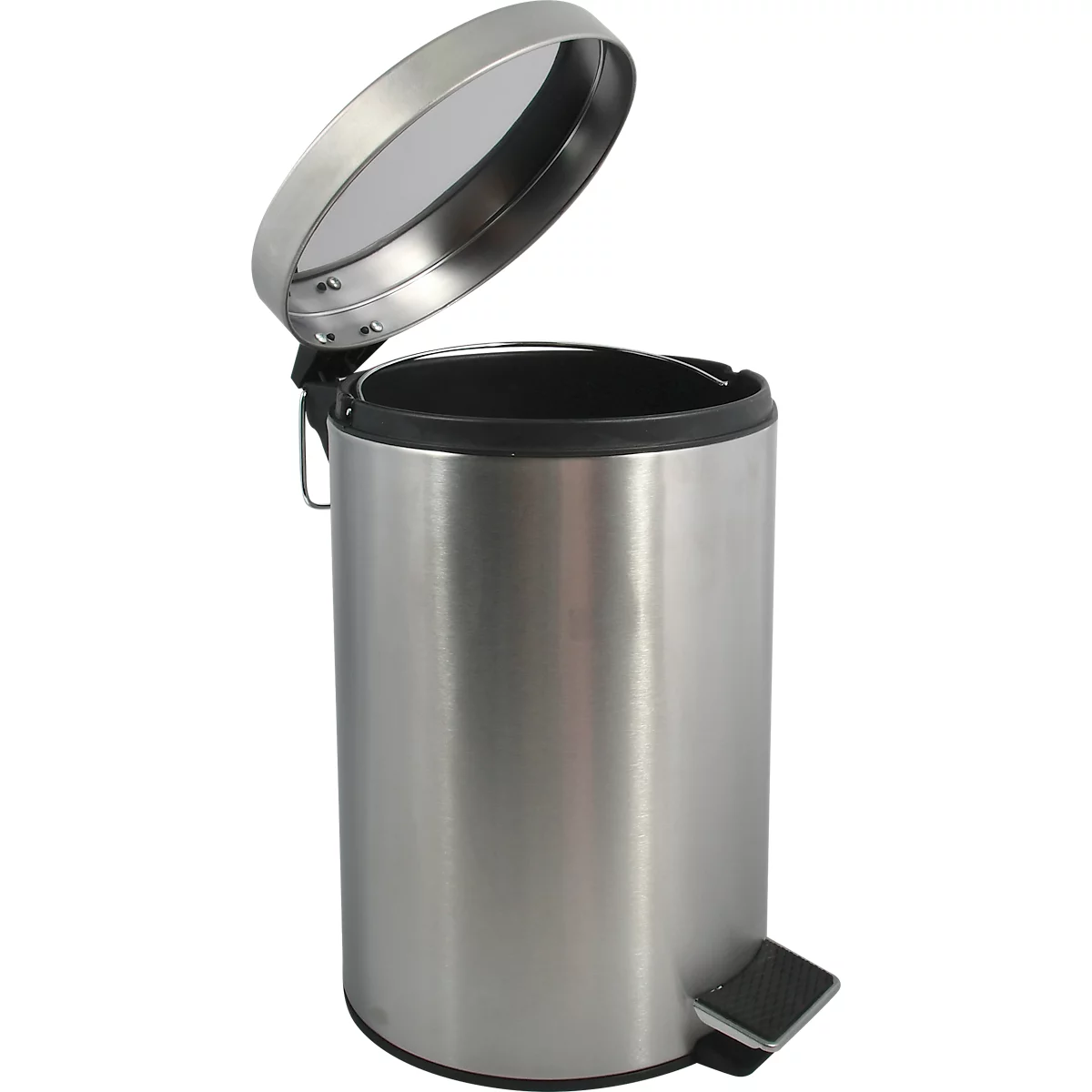 MSV Edelstahl-Treteimer mit Deckel, 12 Liter, Tretmechanismus, L 250 x H 390 mm, silber
