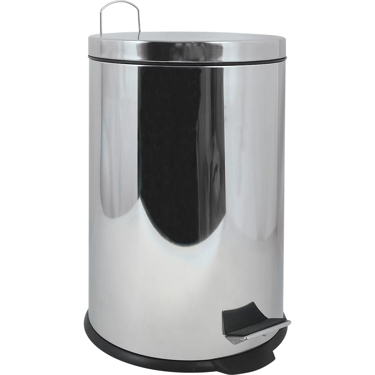 MSV Treteimer, 20 Liter, Edelstahl, Tretmechanismus, Kunststoffeinsatz, L 360 x B 295 x H 450 mm, silber