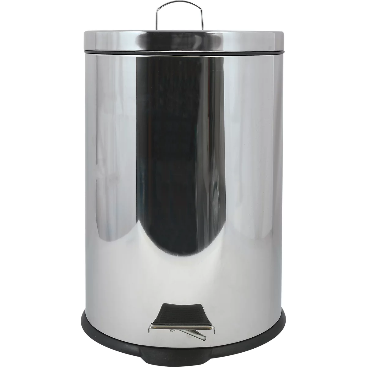 MSV Treteimer, 20 Liter, Edelstahl, Tretmechanismus, Kunststoffeinsatz, L 360 x B 295 x H 450 mm, silber
