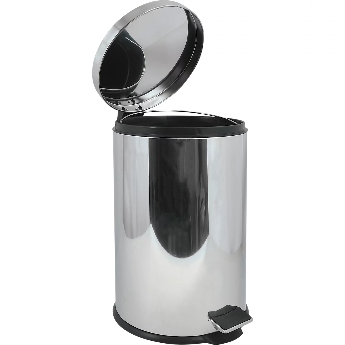 MSV Treteimer, 20 Liter, Edelstahl, Tretmechanismus, Kunststoffeinsatz, L 360 x B 295 x H 450 mm, silber