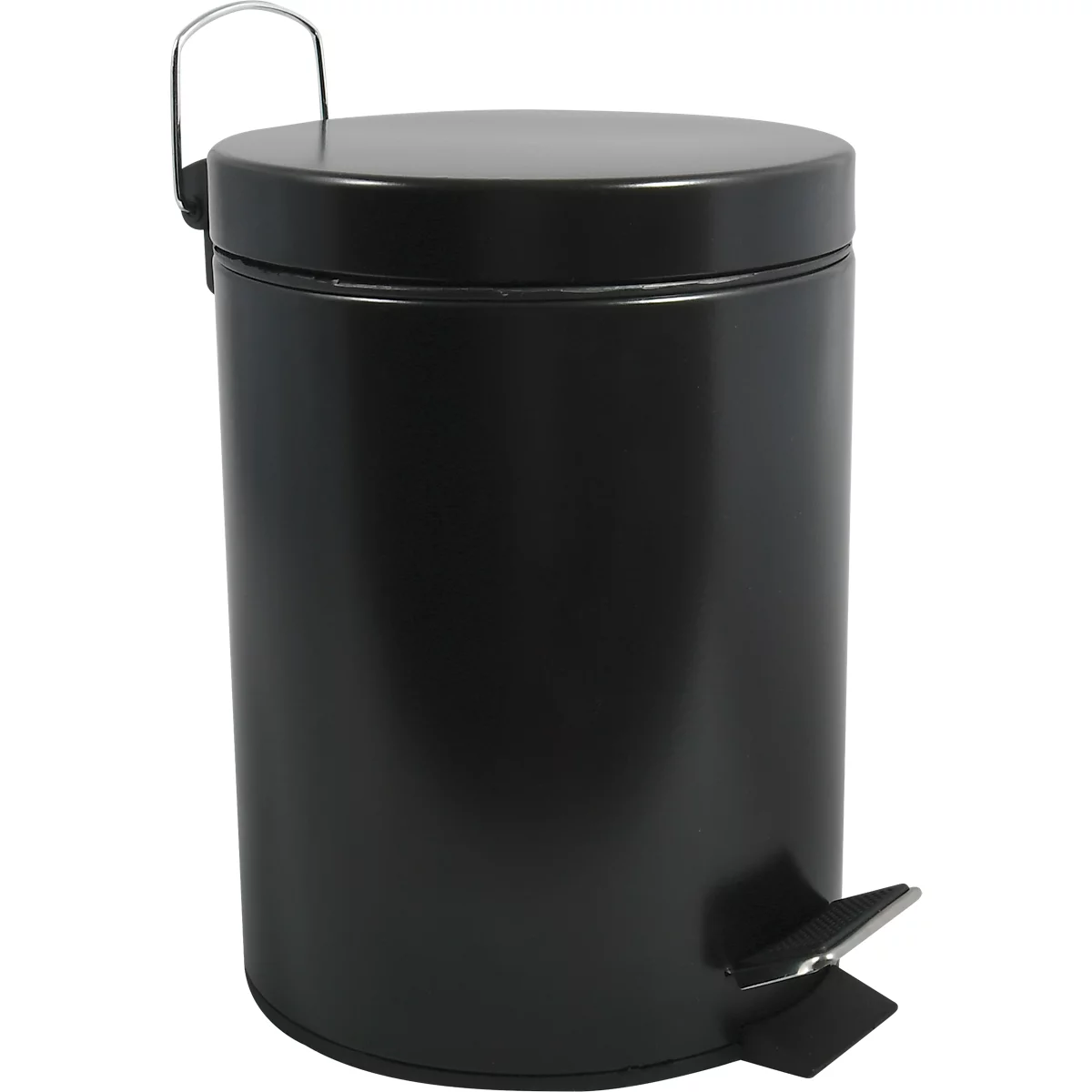MSV Treteimer, rund, 5 Liter, Stahl, Tretmechanismus, Kunststoffeinsatz, B 204 x H 272 mm, schwarz