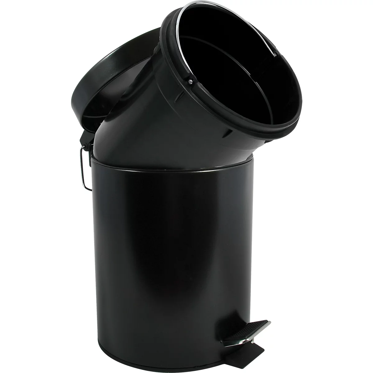 MSV Treteimer, rund, 5 Liter, Stahl, Tretmechanismus, Kunststoffeinsatz, B 204 x H 272 mm, schwarz